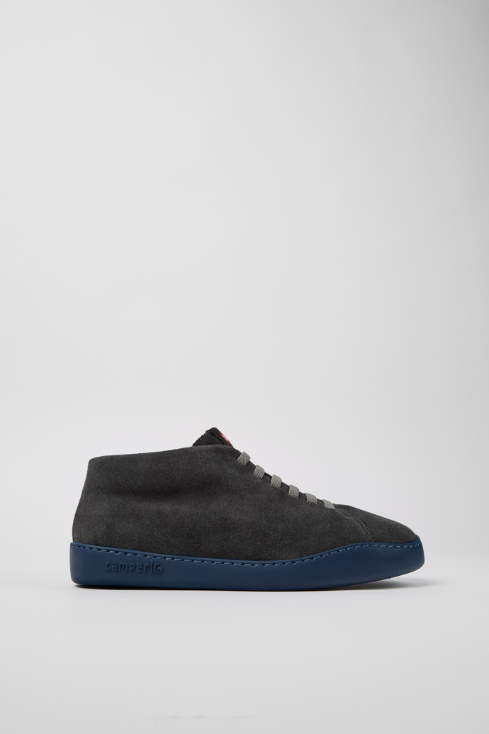 Side view of Peu Touring Gray Suede Sneaker Boots for Men.