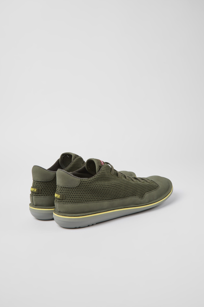 Back view of Beetle Green textile and nubuck shoes for men