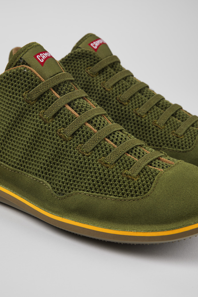 Close-up view of Beetle Green Textile/Nubuck Basket Bootie for Men