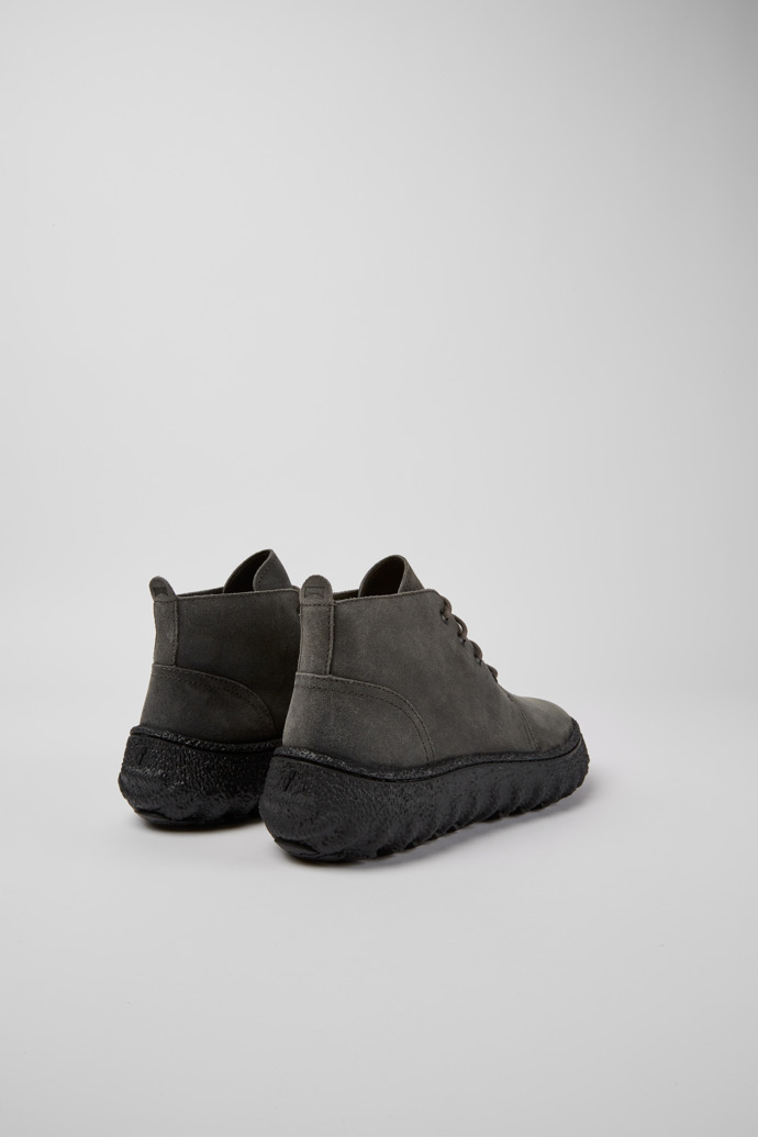 Back view of Ground Dark grey waxed suede ankle boots