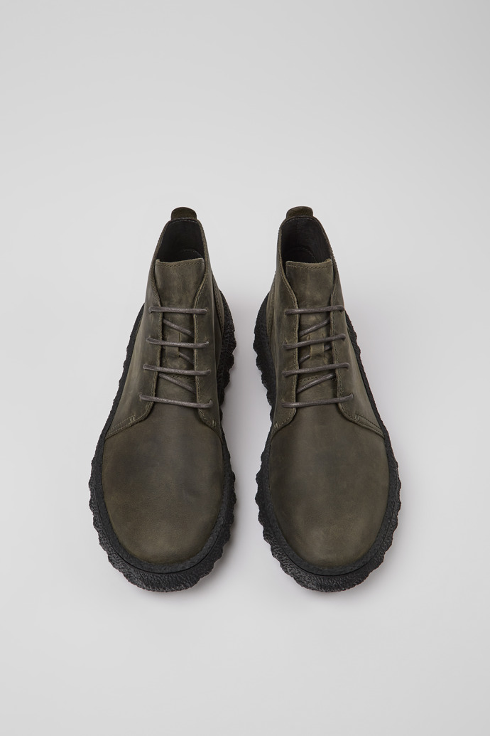Overhead view of Ground Dark green nubuck ankle boots for men