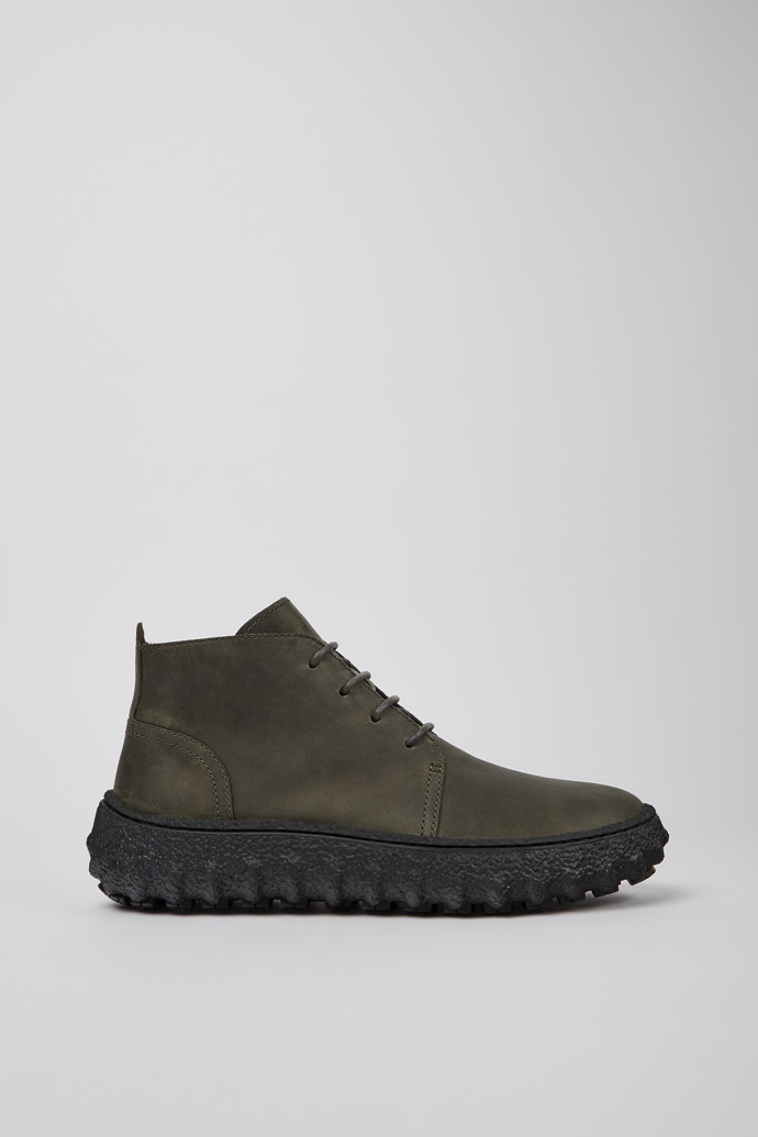 Side view of Ground Dark green nubuck ankle boots for men