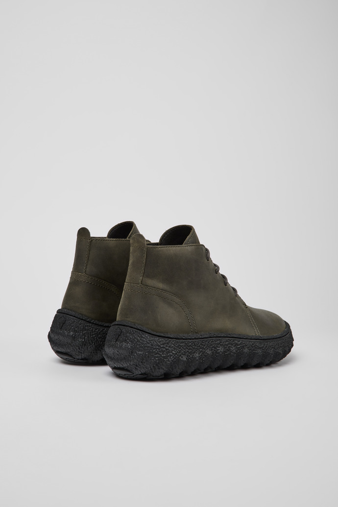 Back view of Ground Dark green nubuck ankle boots for men