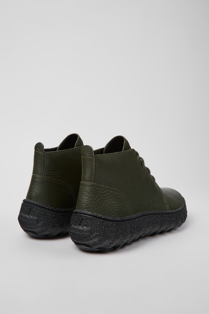 Back view of Ground Green-gray leather ankle boots for men