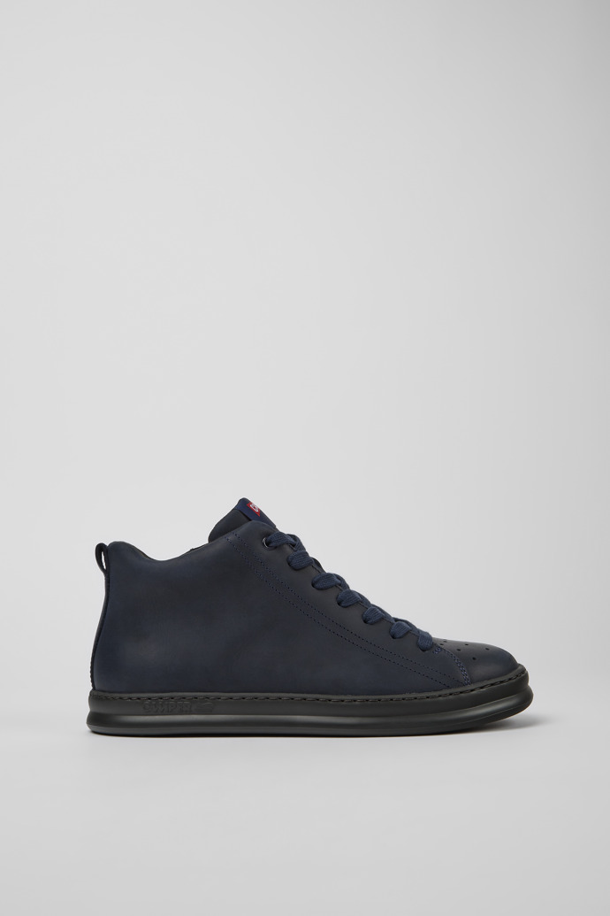 Side view of Runner Blue leather sneakers for men