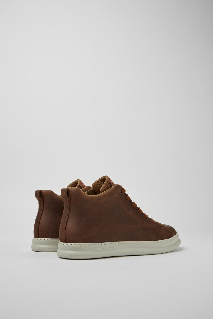 Back view of Runner Brown leather sneakers for men