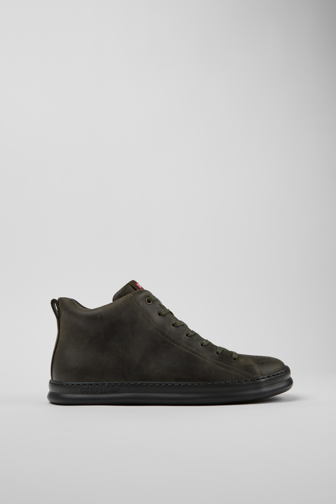 Side view of Runner Green nubuck ankle boots for men