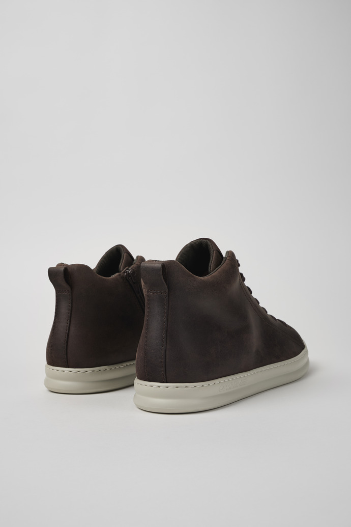 Back view of Runner Brown nubuck ankle boots for men