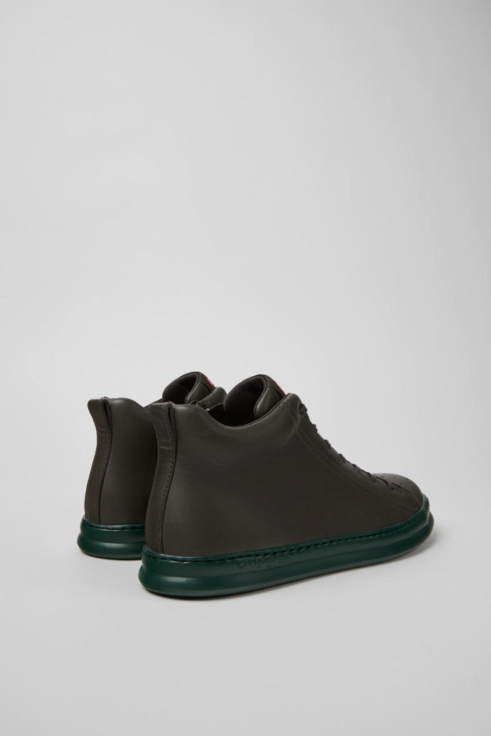 Back view of Runner Gray Leather Ankle Boots for Men.