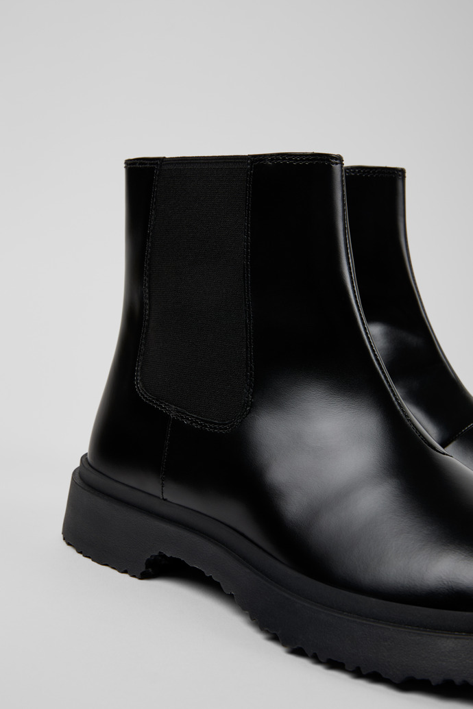 Close-up view of Walden Black leather ankle boots for men