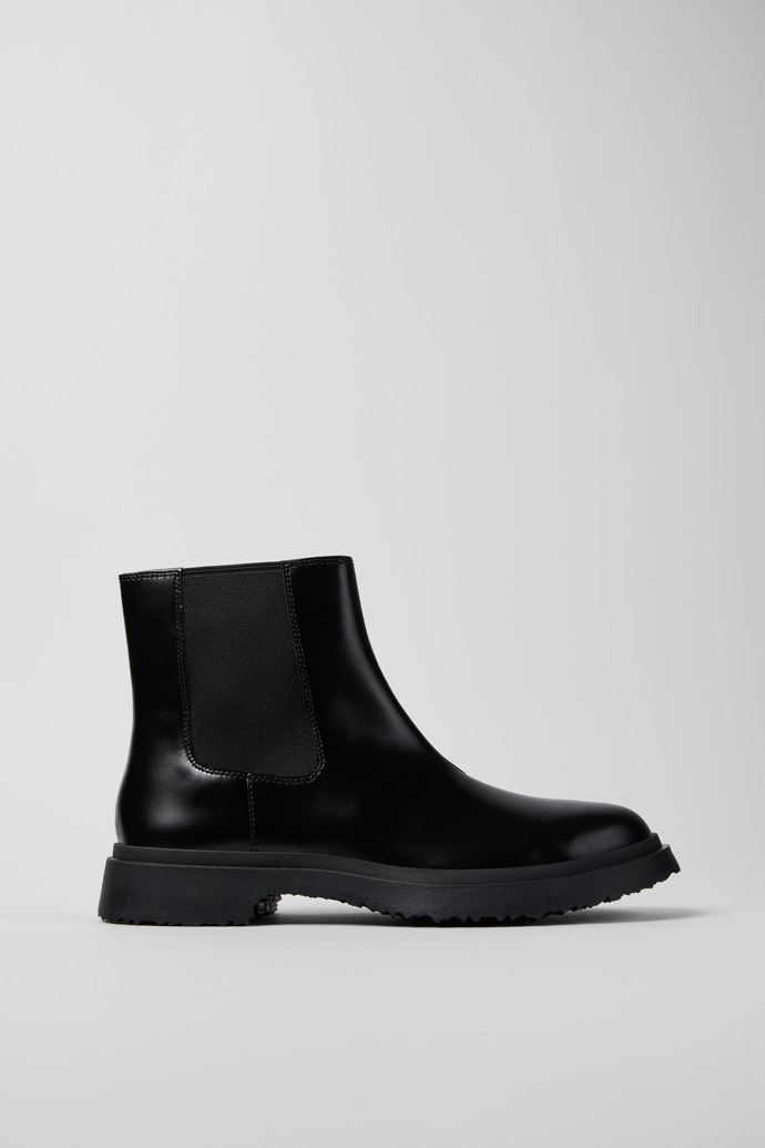 Side view of Walden Black leather ankle boots for men