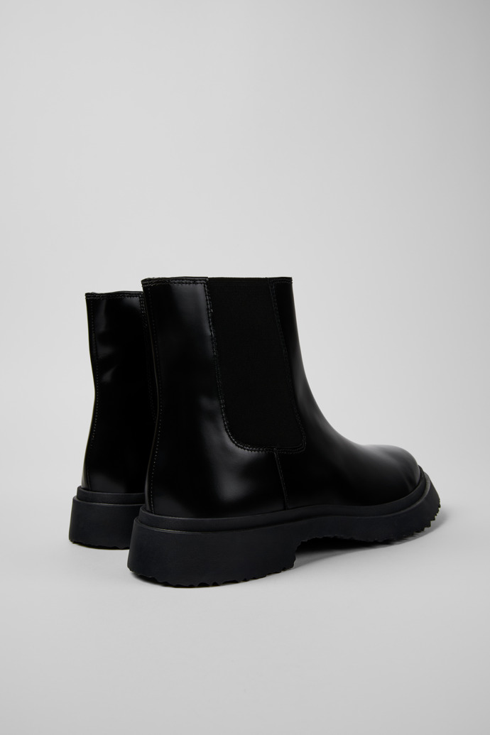 Back view of Walden Black leather ankle boots for men