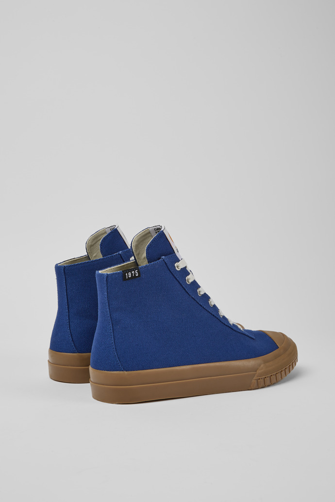 Back view of Camaleon Blue recycled cotton sneakers for men