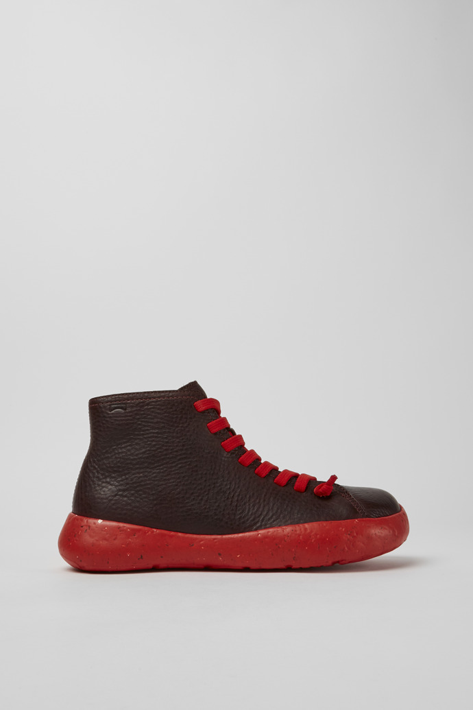 Side view of Peu Stadium Burgundy leather ankle boots for men