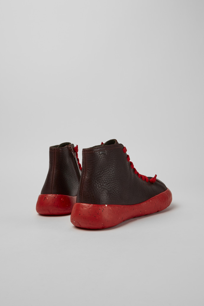 Back view of Peu Stadium Burgundy leather ankle boots for men