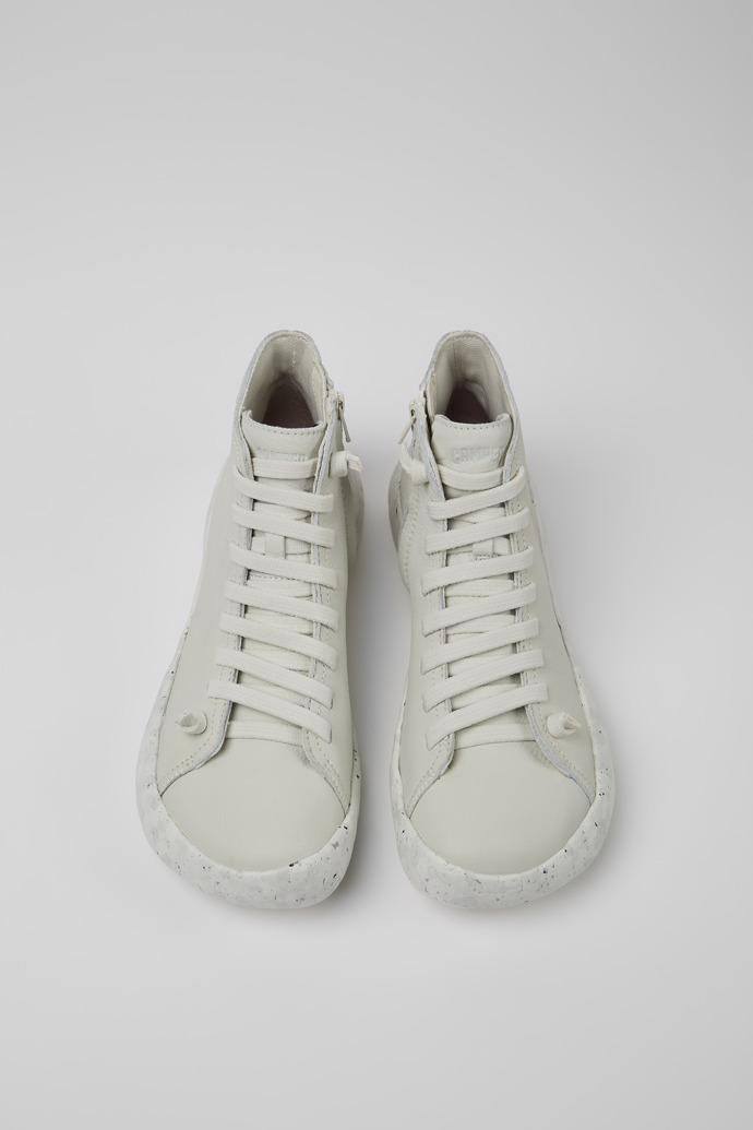 Overhead view of Peu Stadium White non-dyed leather ankle boots for men