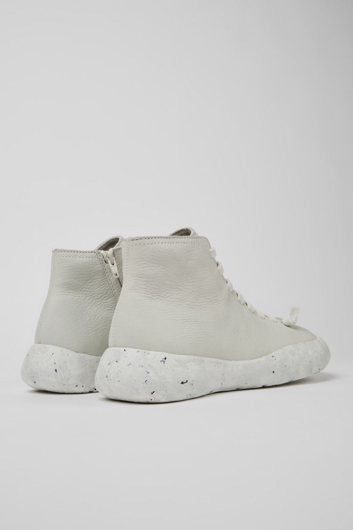 Back view of Peu Stadium White non-dyed leather ankle boots for men