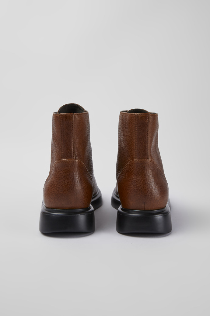 Back view of Poligono Brown leather ankle boots for men
