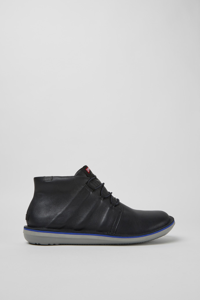 Side view of Beetle Black leather sneakers