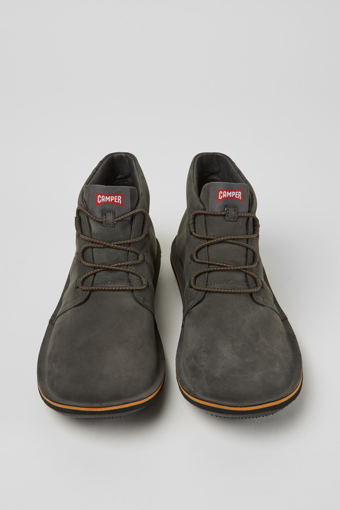 Overhead view of Beetle Grey nubuck sneakers