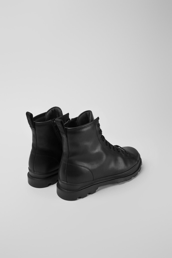 Back view of Brutus Black leather lace-up boots