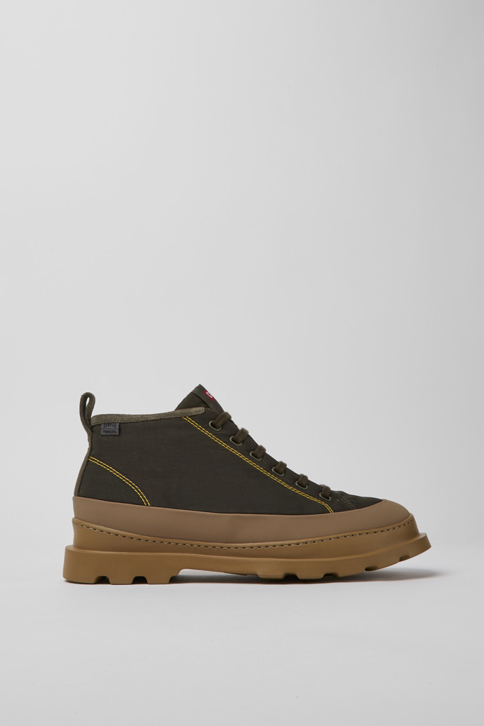 Side view of Brutus Brown and green ankle boots for men