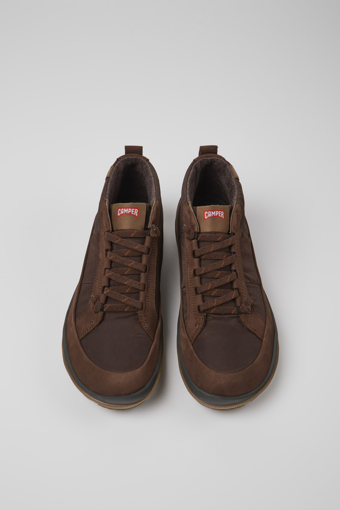 Overhead view of Peu Pista Brown ankle boots for men