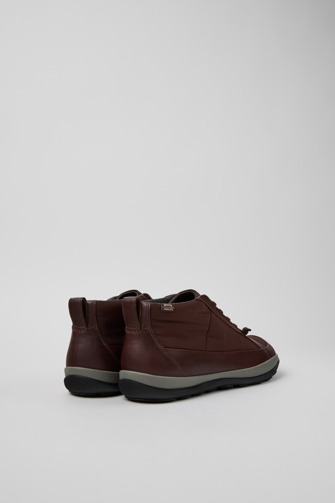 Back view of Peu Pista GM - PrimaLoft Brown Textile and Leather Ankle Boots for Men.