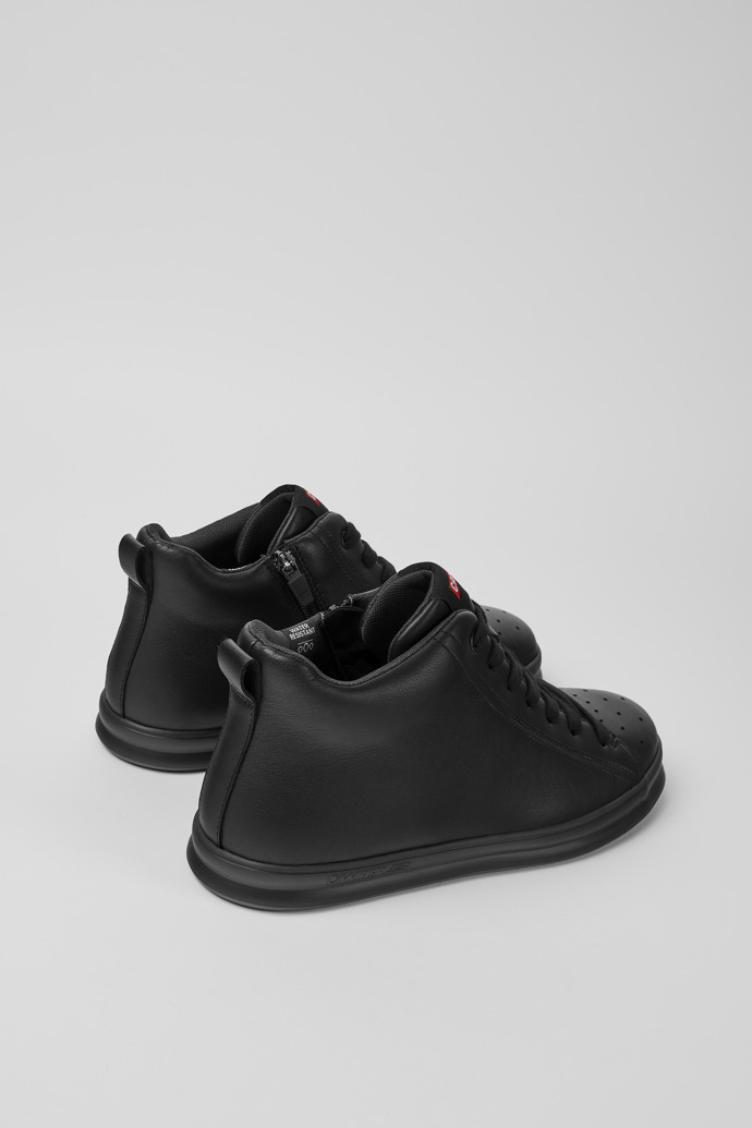 Back view of Runner Black leather sneakers