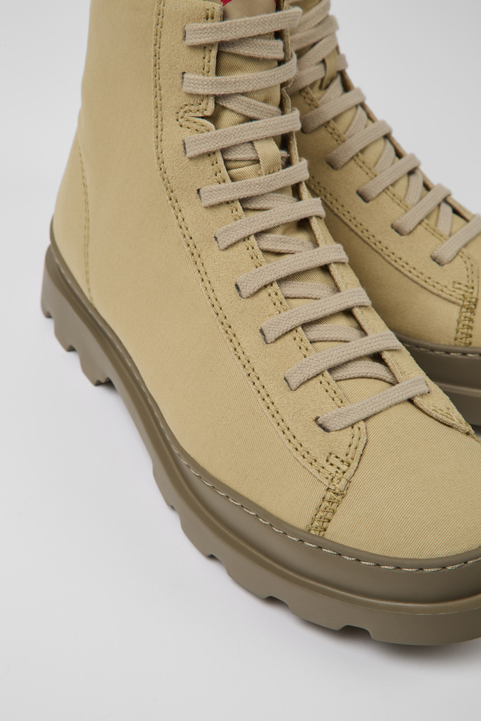 Close-up view of Brutus Beige textile and nubuck ankle boots for men