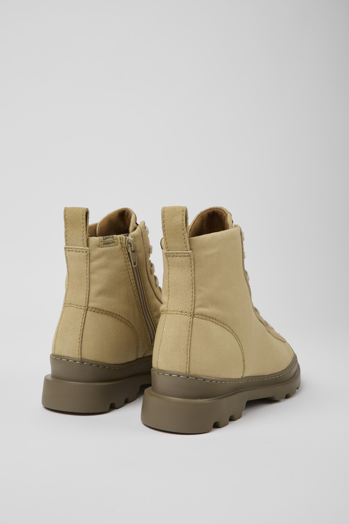 Back view of Brutus Beige textile and nubuck ankle boots for men