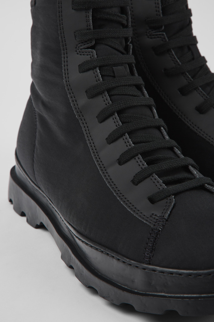 Close-up view of Brutus PrimaLoft® Black medium lace boot for men