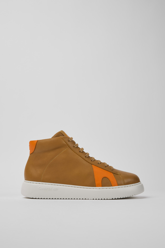 Side view of Runner K21 Brown and orange leather sneakers