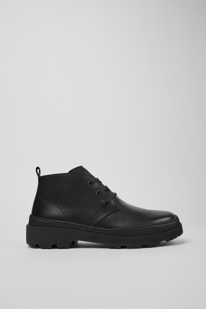 Side view of Brutus Trek Black leather ankle boots for men