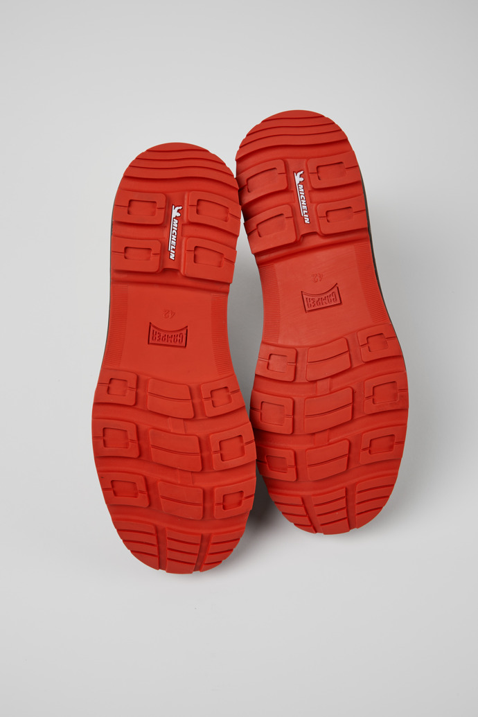 The soles of Brutus Trek Black nubuck ankle boots for men