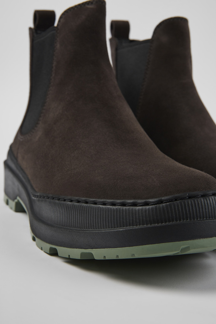 Close-up view of Brutus Trek Gray nubuck ankle boots for men