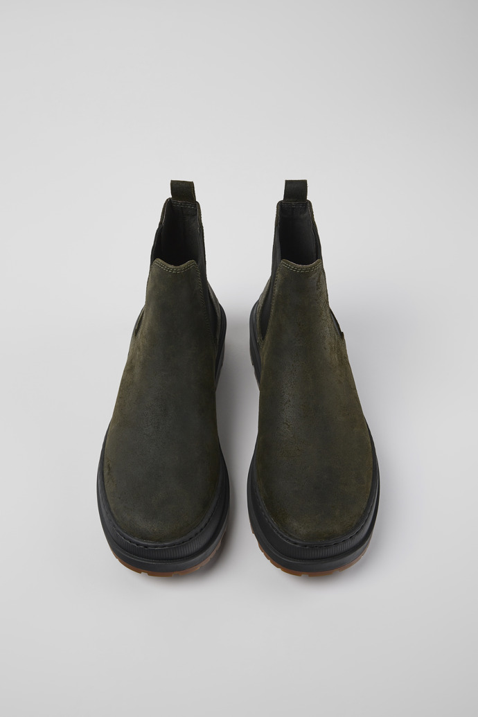 Overhead view of Brutus Trek Green-gray nubuck ankle boots for men