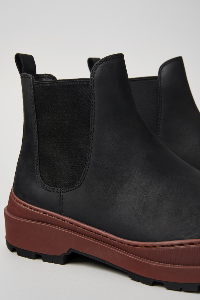 Close-up view of Brutus Trek MICHELIN Black nubuck ankle boots for men