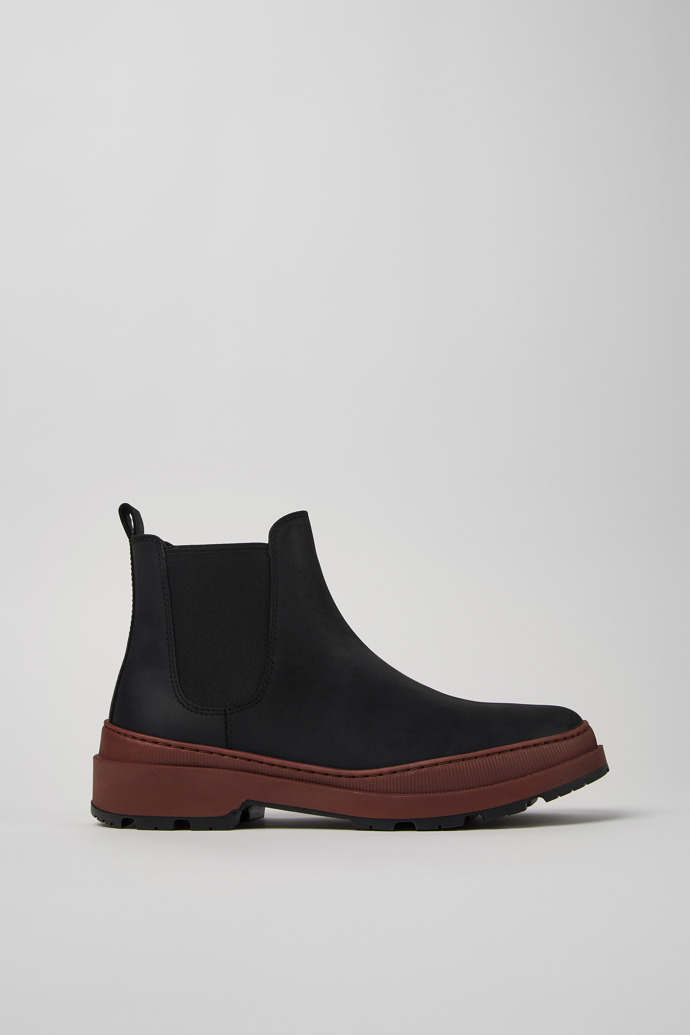 Side view of Brutus Trek Black nubuck ankle boots for men