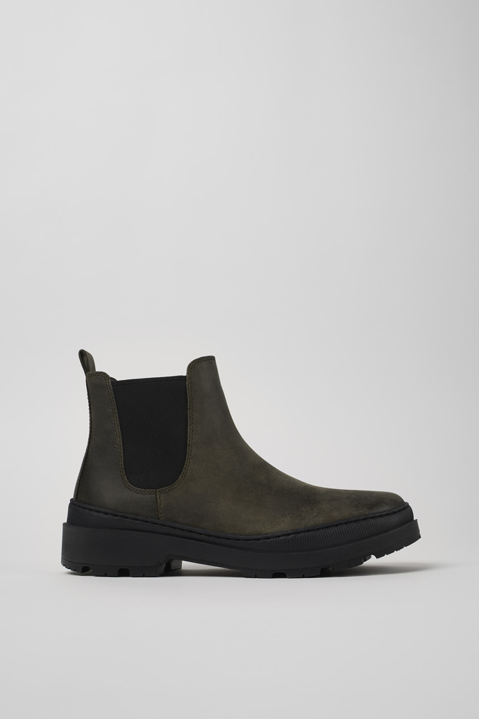 Image of Side view of Brutus Trek MICHELIN Green nubuck ankle boots for men