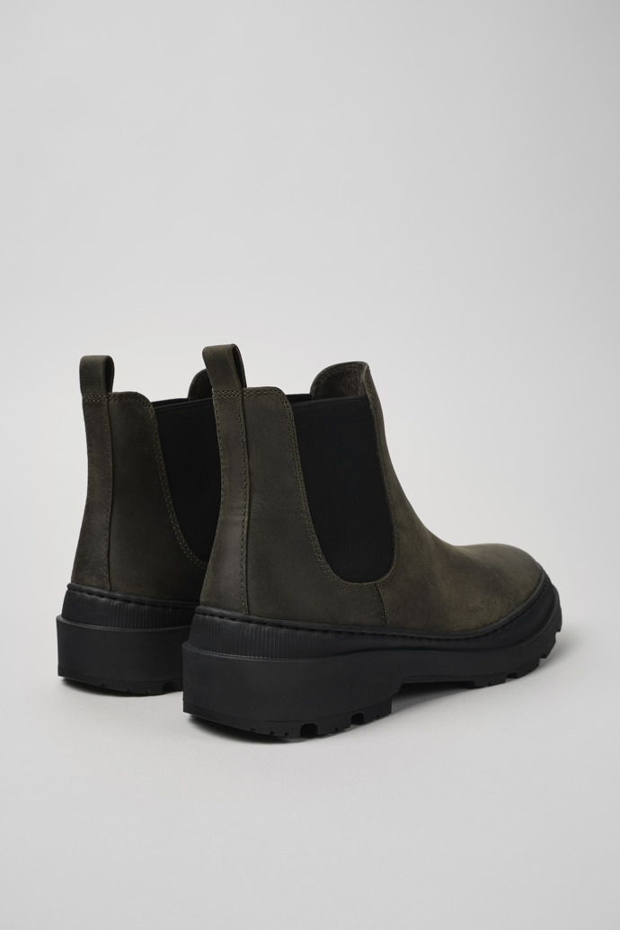 Back view of Brutus Trek MICHELIN Green nubuck ankle boots for men