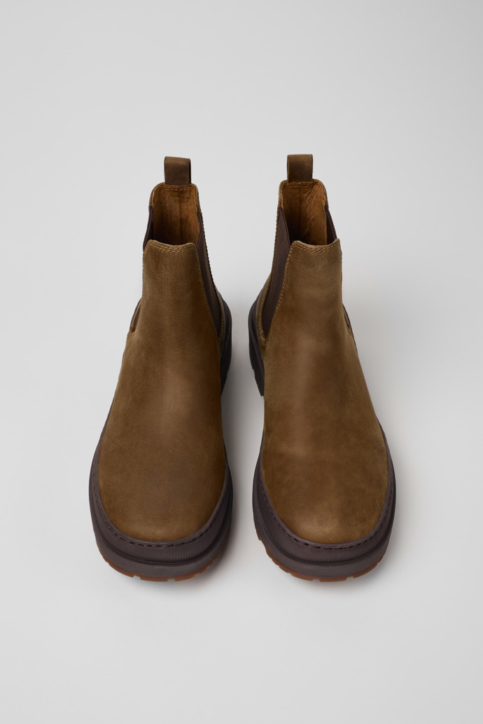 Overhead view of Brutus Trek Brown nubuck ankle boots for men