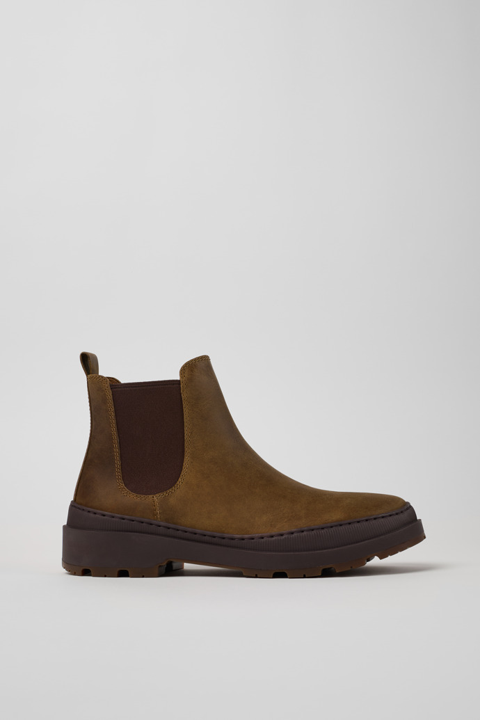 Side view of Brutus Trek Brown nubuck ankle boots for men