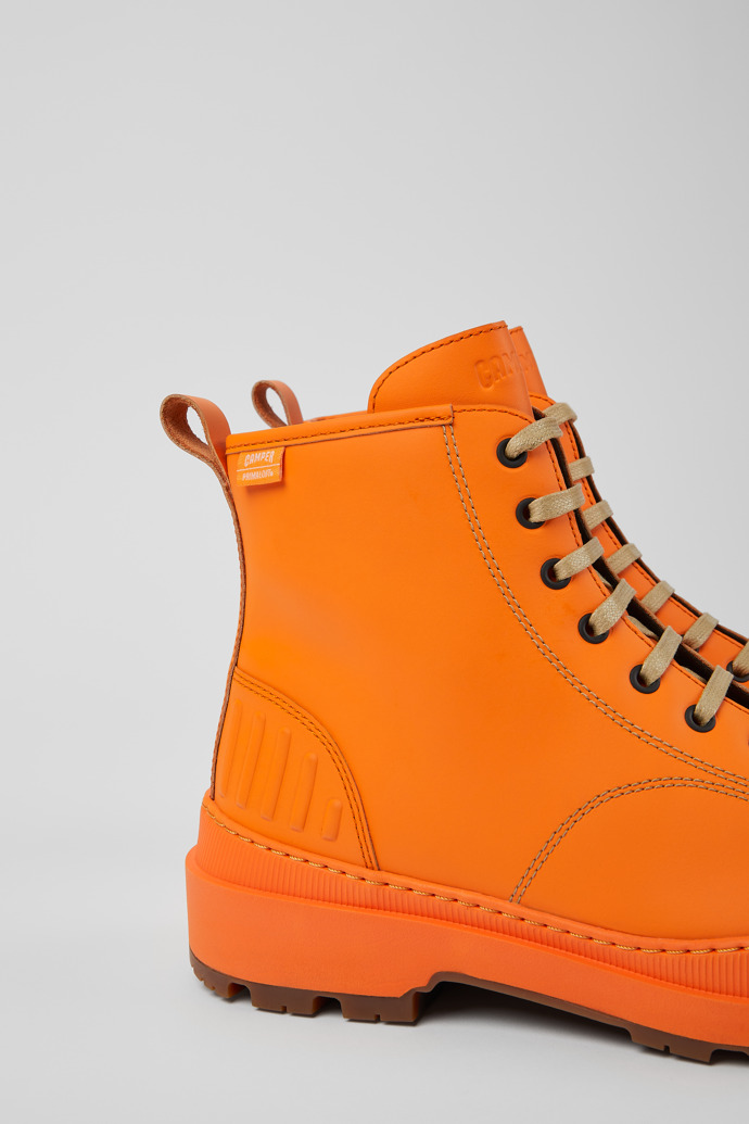 Close-up view of Brutus Trek Orange leather ankle boots for men