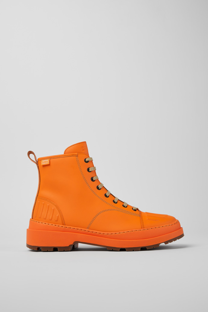 Side view of Brutus Trek Orange leather ankle boots for men