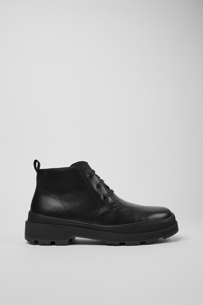 Side view of Brutus Trek Black leather ankle boots for men