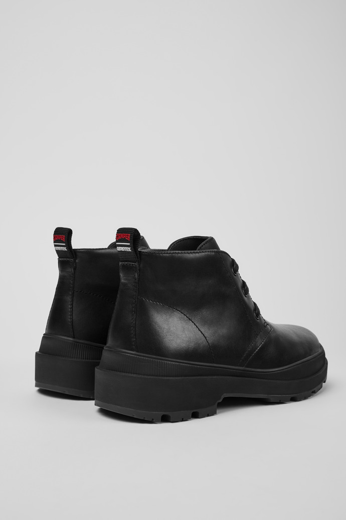 Back view of Brutus Trek Black leather ankle boots for men