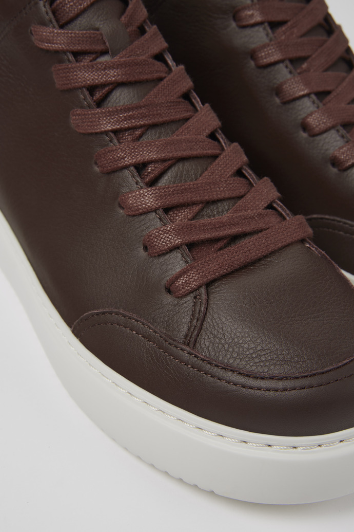 Close-up view of Runner K21 Burgundy leather sneakers for men
