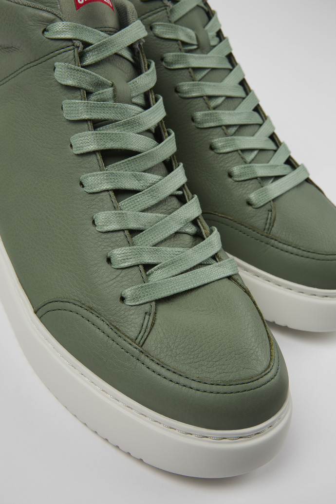 Close-up view of Runner K21 Green leather sneakers for men