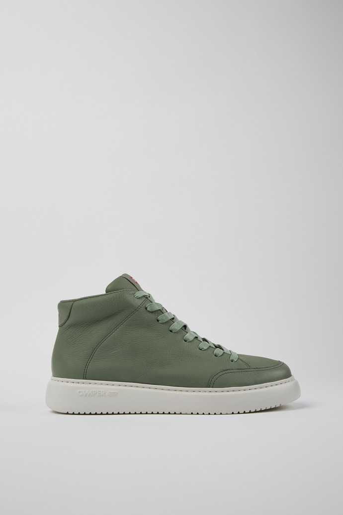 Side view of Runner K21 Green leather sneakers for men